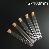 50pcs100pcs200pcs400pcs 12x100mm lab test tube with cork stoppers transparent plastic test tube