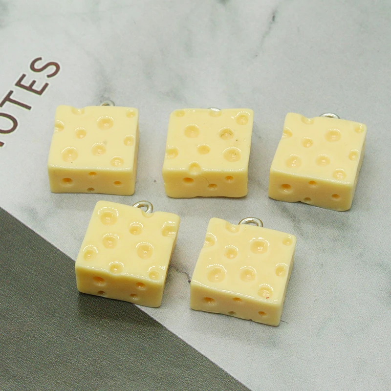 10 шт. 3D мини квадратный хлеб с сыром пищевая Смола шармы милые серьги ожерелье