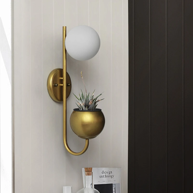 Wandlamp черный или золотой скандинавский стеклянный шар светодиодный настенный бра