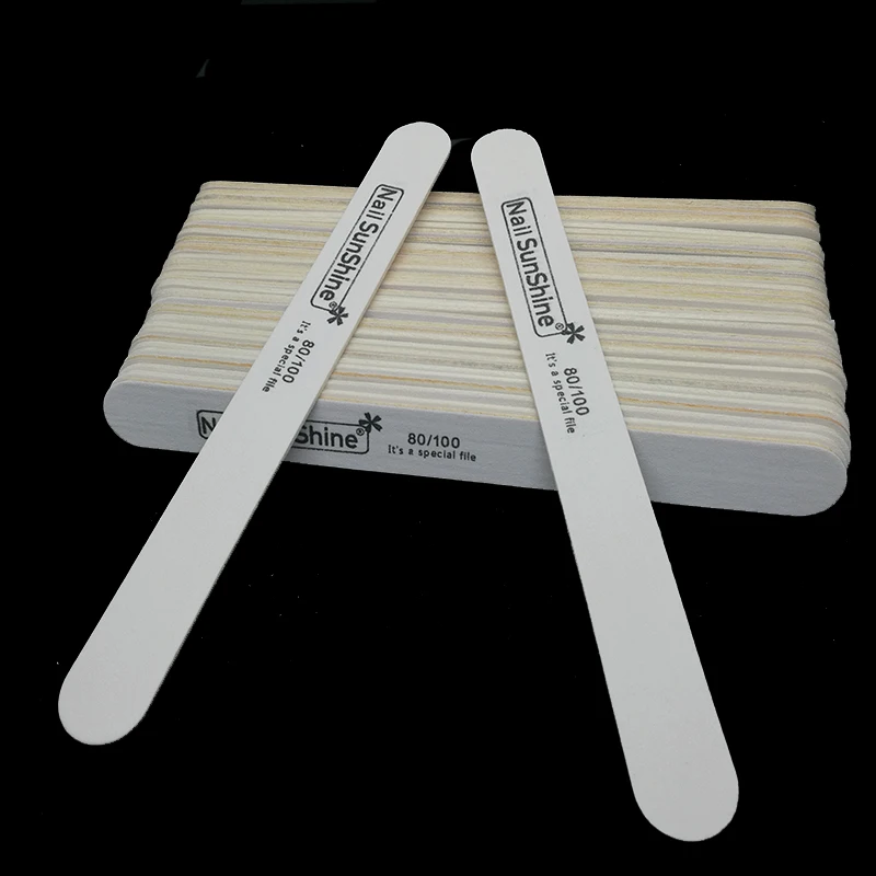 50 шт./лот крепкая Толстая древесина одноразовая пилка для ногтей 80/100 Лима