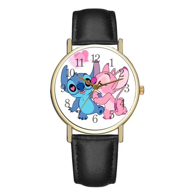 Gold Black Stitch Watch Children'S Watch Fashionable Cute Kids Gift