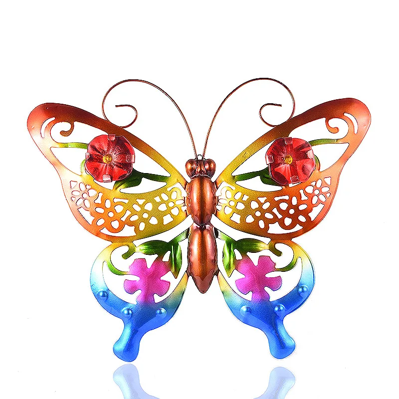 

3D Wrought Iron Butterfly Wall Decoration Garden Outdoor Yard Sculpture Home Wall Hanging Hollow Pendant Simulation Ornaments