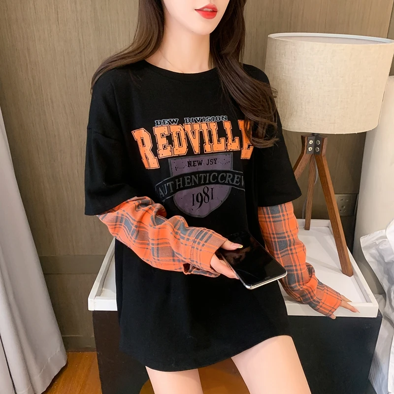 

Женская футболка с коротким рукавом, свободная футболка из 100% хлопка в Корейском стиле, стильная модная одежда в стиле Харадзюку для студен...