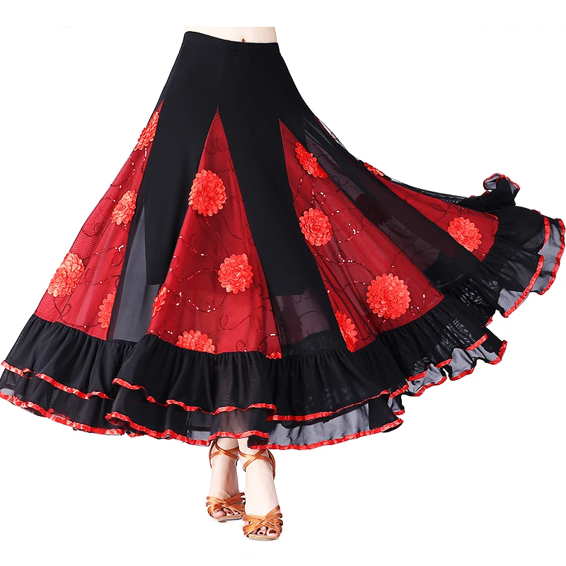 Новый танцевальный костюм для фламенко юбка бальных танцев длинные юбки женщин