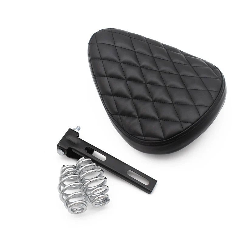 Черное кожаное сиденье для мотоцикла ретро старое школьное Solo Seat + 3 &quotпружинный