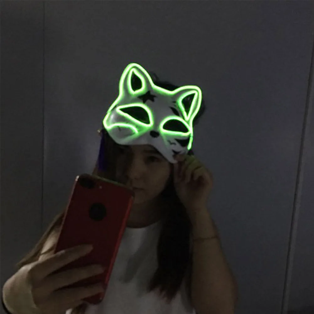 Творческий светодиодный светильник лиса маска Косплэй Хэллоуин Аниме DIY