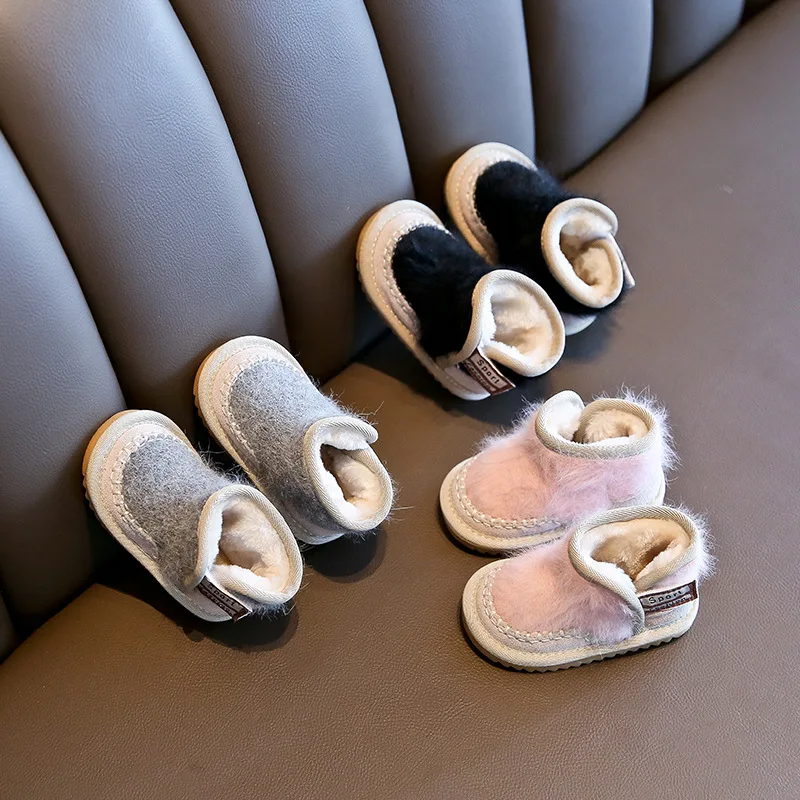 2019 зимние ботинки для малышей плюшевые маленьких девочек и мальчиков теплые на