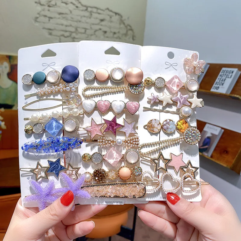 

6/7/8Pcs/Set Korean Hair Clips For Women Arcylic Pearl Hairclip Trendy Hairpin Jewelry Female Hair Stick Gifts Hair Accessories