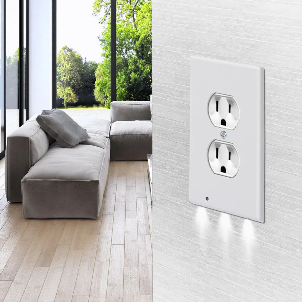 

5pcs Night Light Ambient Light Sensor Duplex High-quality Durable Convenient Outlet Cover Wall Plate With Led Night Lights