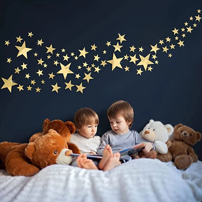 

20 Pieces of Stars 3D Mirror Wall Stickers DIY Acrylic Mirror Stickers Mural Living Room Bedroom Children Decoration Stickers