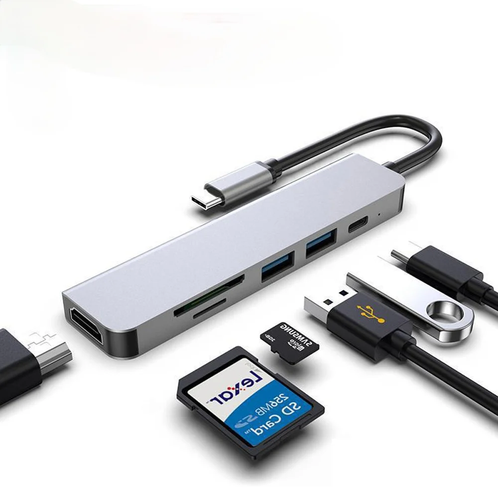 

Usb-хаб адаптер 6 в 1 взаимный обмен данными между компьютером и периферийными устройствами C до USB 3,0, совместимому с HDMI док-станция для MacBook Pro