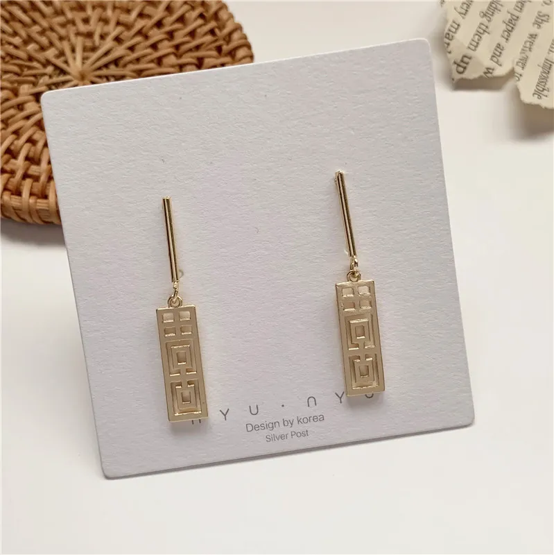 Винтажные полые металлические серьги с китайскими персонажами изысканные