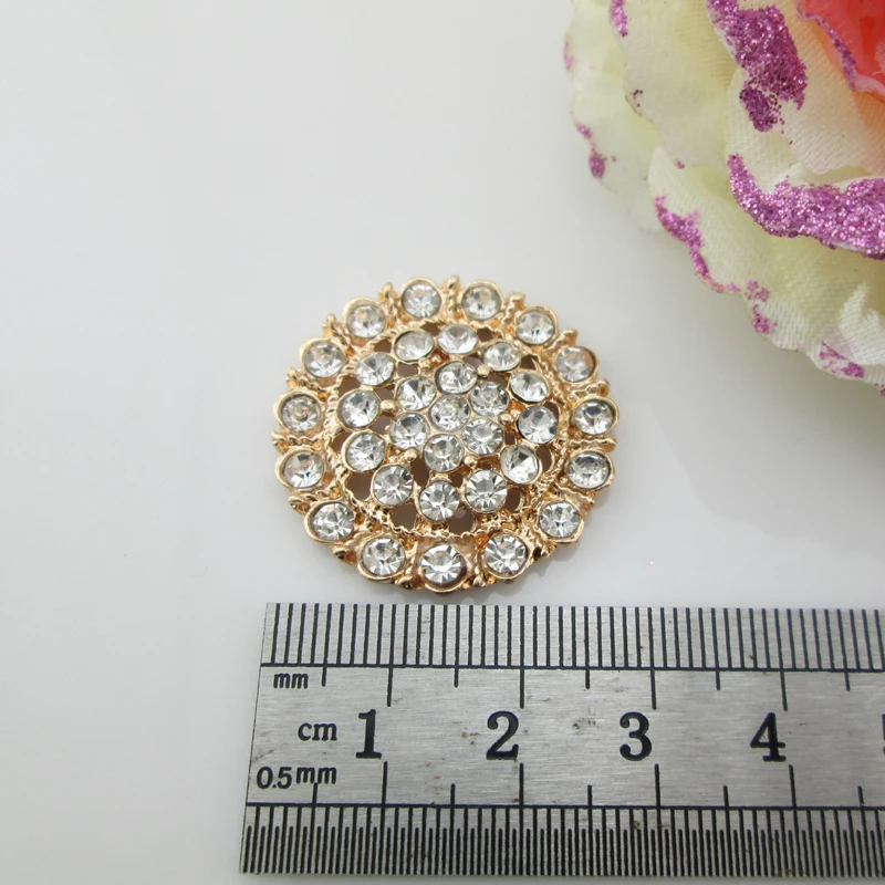 Пуговицы круглые из сплава со стразами 30 мм 5 шт./лот | Дом и сад