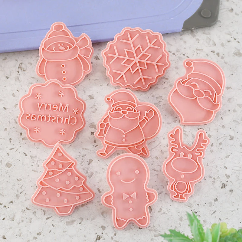 

8 шт./компл. Рождественская мультяшная форма для печенья, украшение для выпечки, 3D формочка для печенья, инструменты для выпечки, полимерные ...