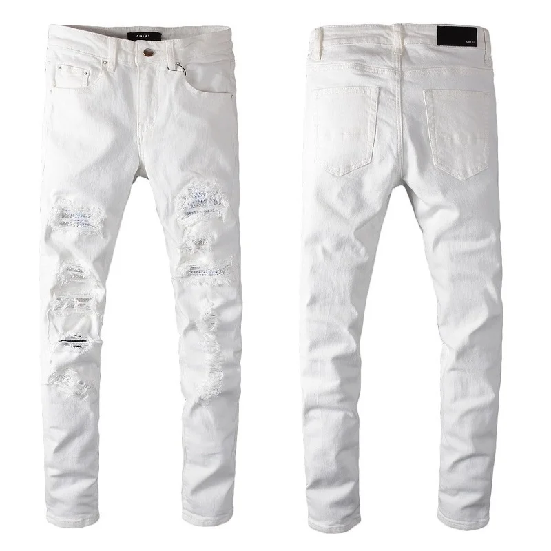 

Street fashion Amir hip hop pierced Amiri small leg jeans #625