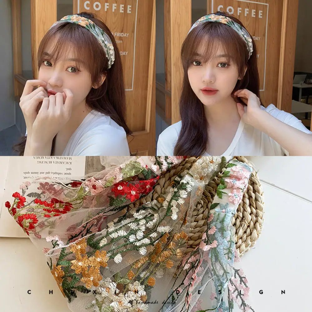

Gorgeous Headbands Embroidery Lace For Kids Girls Miss/Elastic Headband Flowers Soft Mesh Children for Girls Hair Accessories