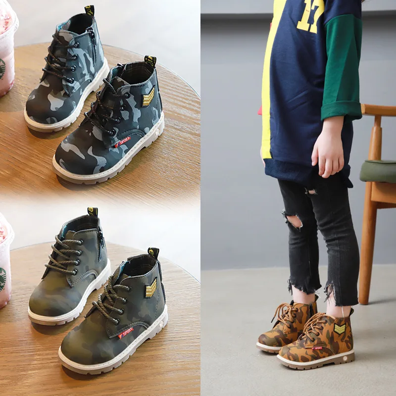 Детские ботинки JUSTSL Новинка осени 2019 кожаные для мальчиков и девочек детские Martin