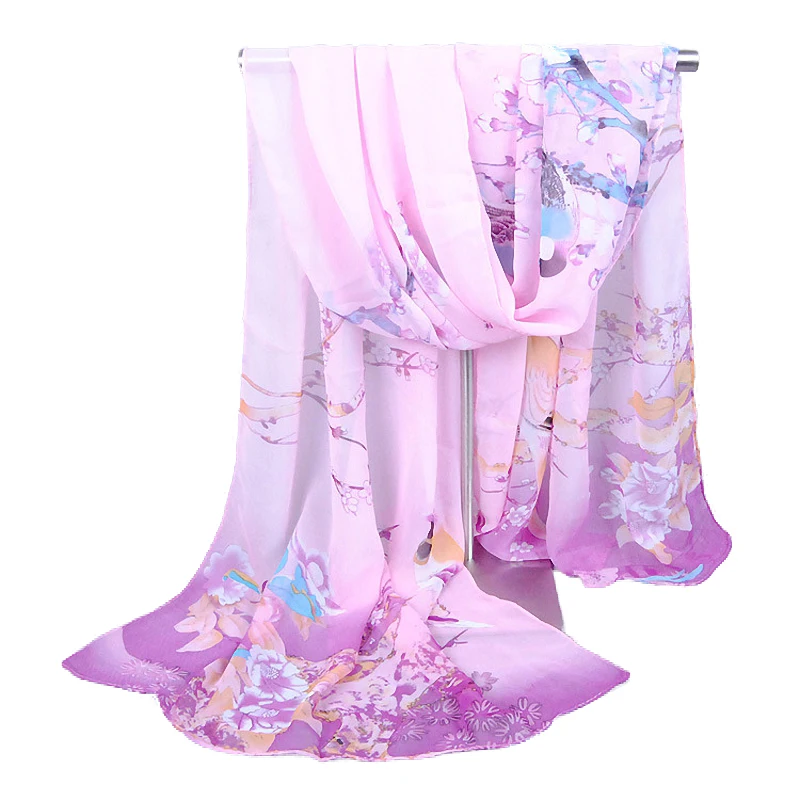 Модный женский длинный мягкий шарф с принтом лотоса шаль градиентные шарфы