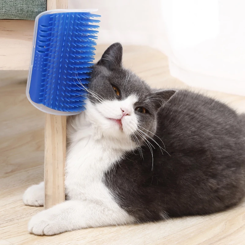 

Pet Cat Self Groomer Brush Wall Corner Grooming Massage Comb Cat Toy With Catnip Hair Shedding Trimming Removal Brush Device