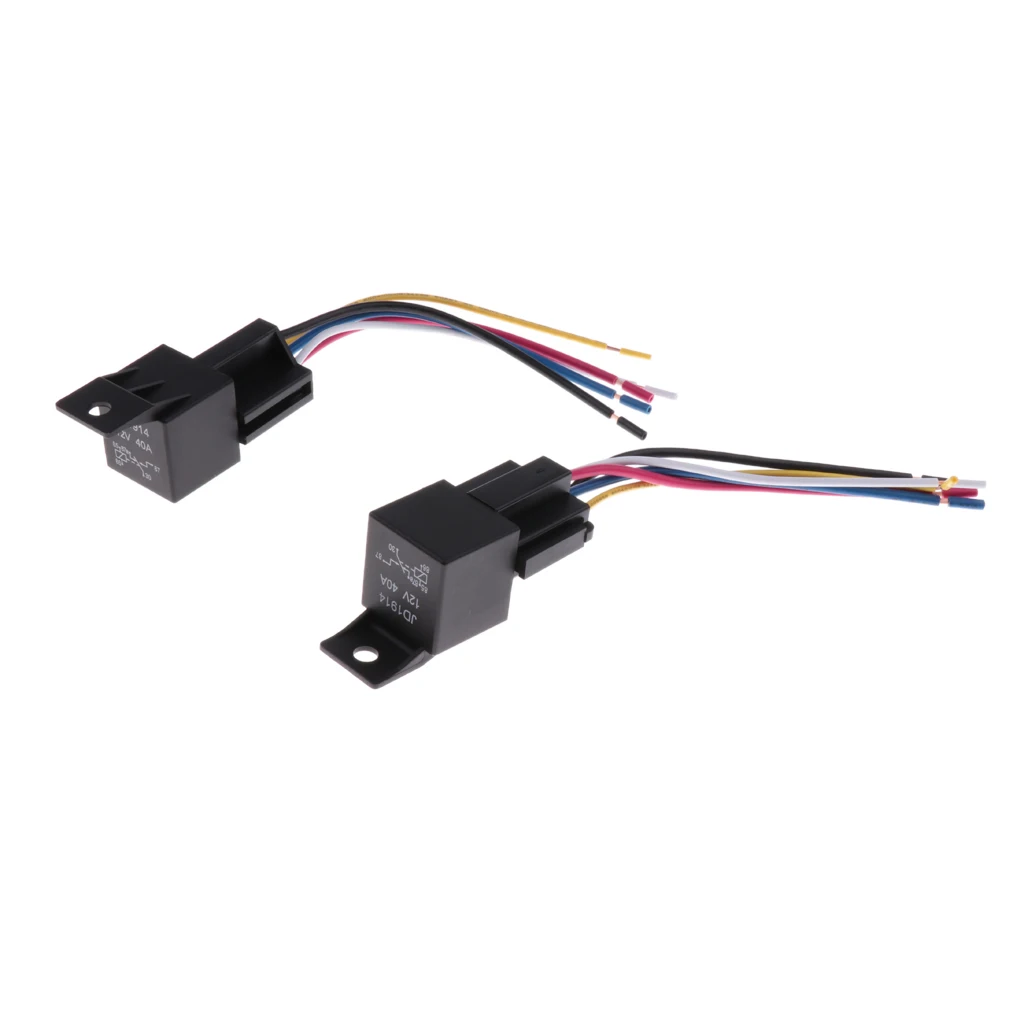 2 комплекта JD1914 12V 40A 40Amp 5-контактный SPST автомобильное реле 5 проводов Жгут |