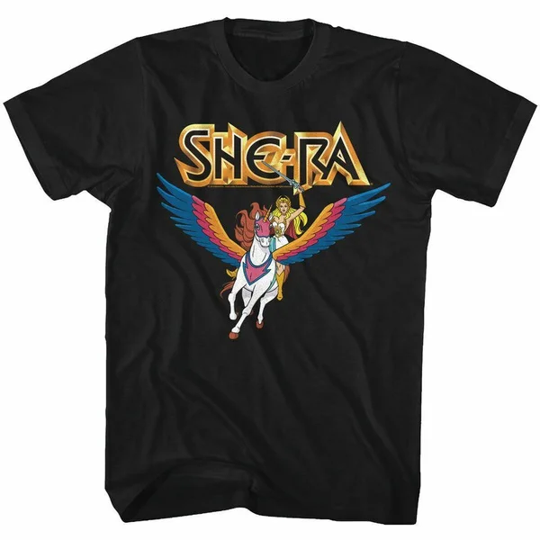 Черная футболка Мастера Вселенной She Ra And Swiftwind | Мужская одежда