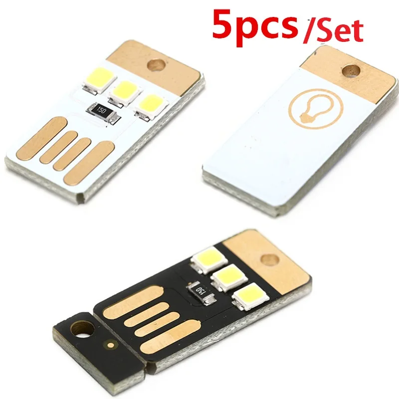 

5pcs/lot Mini Pocket Card USB Power LED Keychain Night Light 0.2W USB LED Bulb Book Light For Laptop PC Powerbank Night Lamp