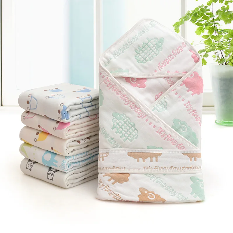 

Хлопковое детское одеяло с капюшоном для новорожденных, двухцелевое Марлевое детское полотенце, квадратное одеяло 90x90 см, квадратное Марле...