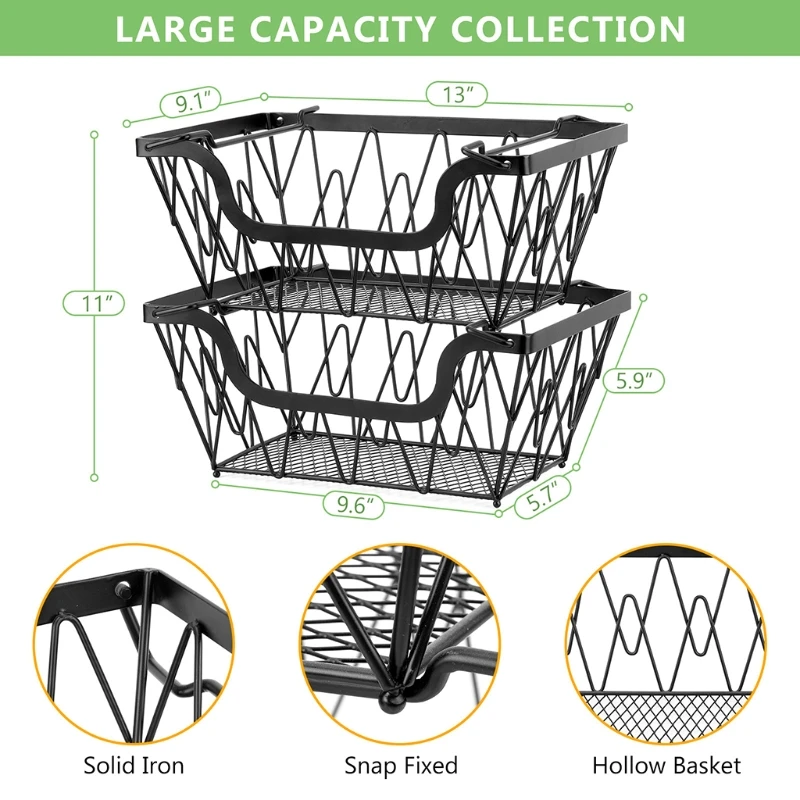 

2 Tier Metal Fruit Basket Display Stand Vegetables Fruits Bread Counter Storage Organizer Kitchen Bathroom Decoration