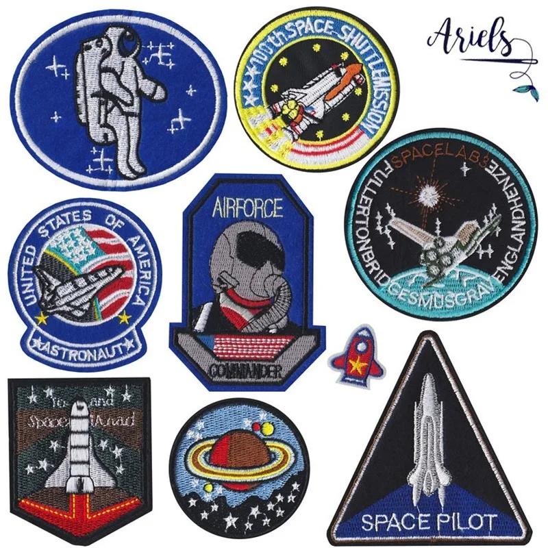 

50pcs/lot Space Embroidery Patches Letters Clothing Decoration Accessories Diy Iron Heat Transfer Applique Iron on Transfer