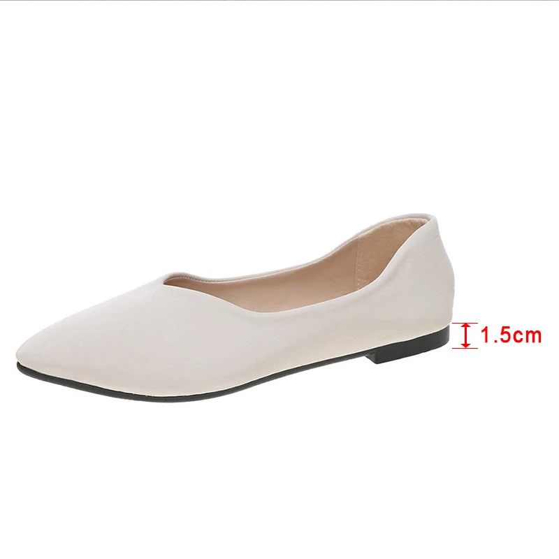 

Women's Summer Low-heeled Shoes Women Pointed Toe Leather Slip On 2021 New Female Fashion Comfortable Officel Shoe Plus Size