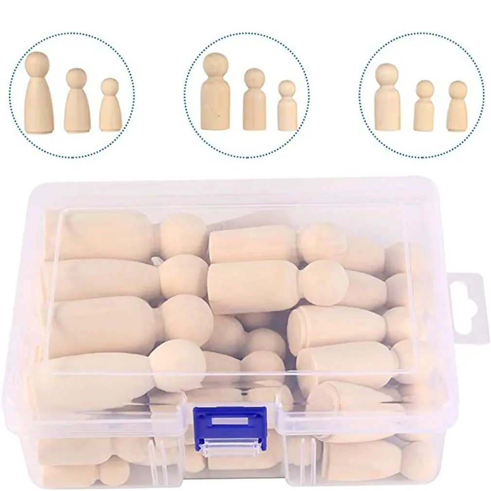

50Pcs Unfinished Wooden Peg Dolls Wooden Tiny Doll Bodies People Decorations Art And Creative Diy Craft For Kids