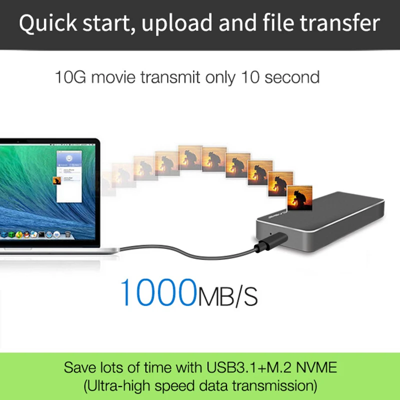 Acasis NVME M.2 SSD HDD корпус Чехол USB3.1 GEN2 10 Гбит/с Мобильный коробка для жесткого диска