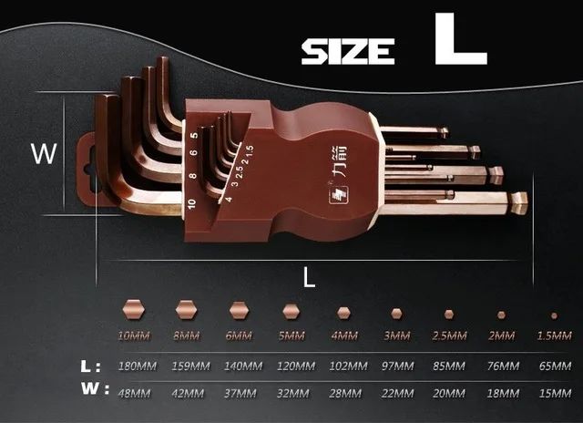 s2 alloy steel L LIJIAN 9 шт. 1,5 мм-10 мм шестигранник Аллен ключ гаечный ключ набор инструментов imbus матовый хром шаровой ключ Набор отверток Набор инструментов - Цвет: s2 alloy steel L
