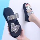 Женские пляжные туфли в Европейском стиле, туфли с бантом на каблуке, для отдыха, сандалии с украшением в виде бабочки, новинка 2021