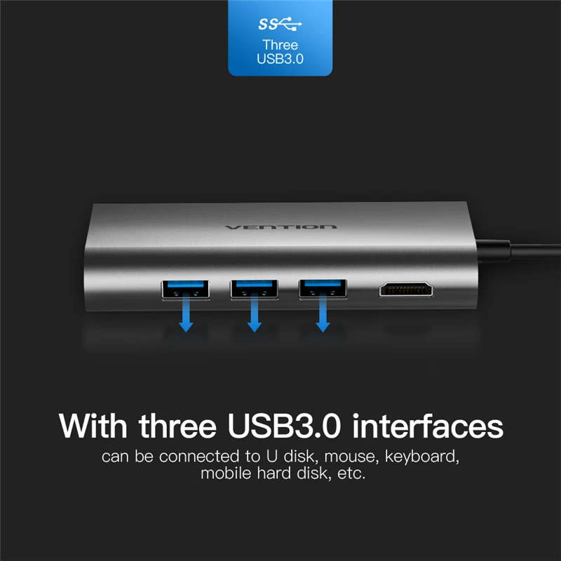 Vention Thunderbolt 3 адаптер док станции USB C к HDMI 0 хаб RJ45 PD для MacBook Pro huawei P20/Коврики 10