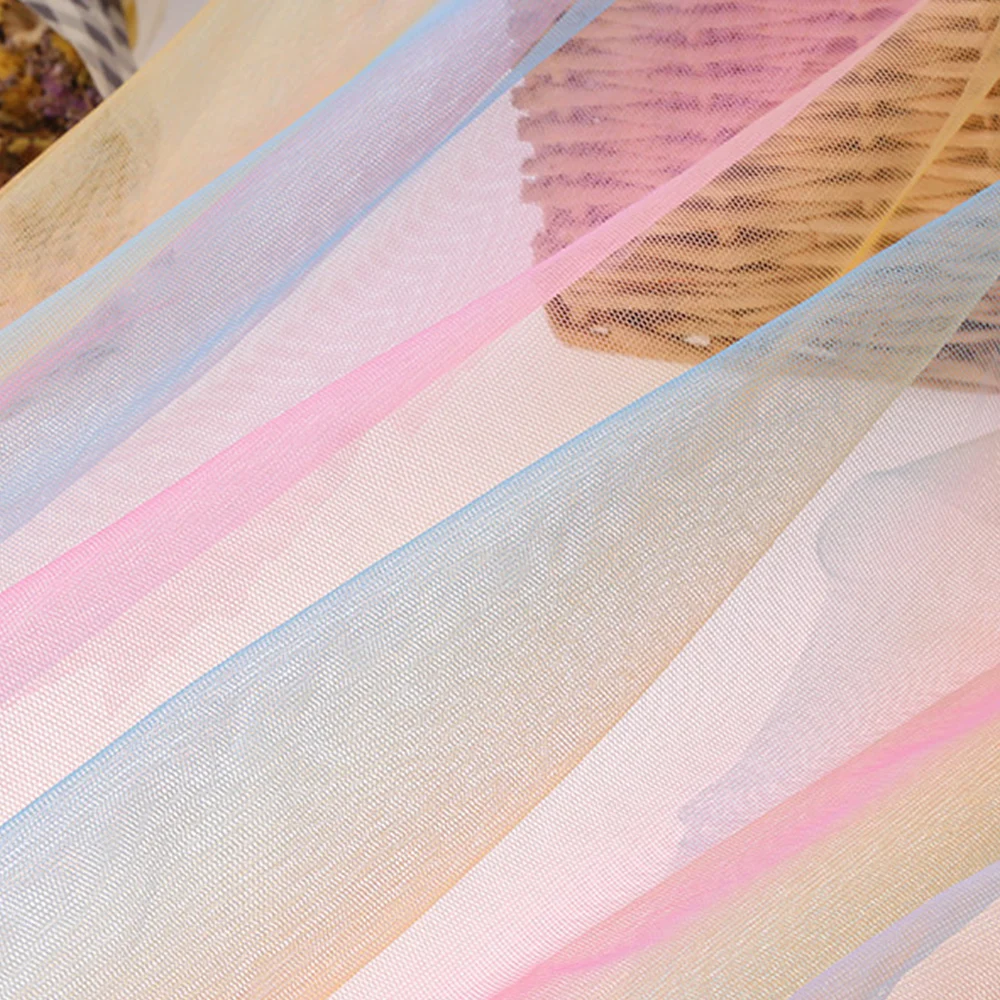Радужная сетчатая пряжа 1 метр ткань градиентная детское платье юбка сделай сам