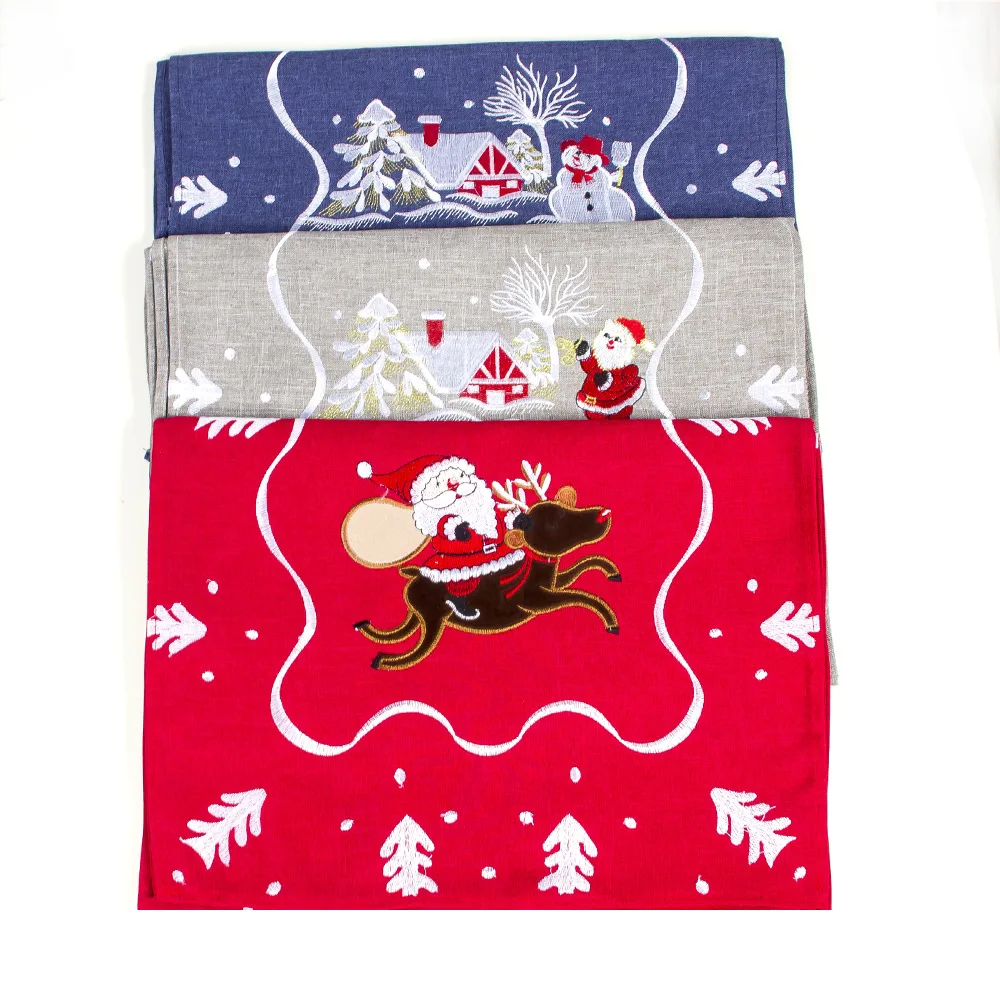 180*40cm Santa Claus Embroidered Table Runner Christmas Printed Rectangle Cloth Cover Home Dinner Runners Deco | Дом и сад