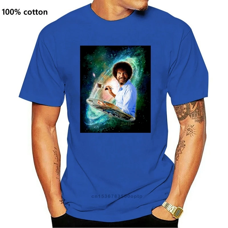 

Новые топы с круглым вырезом Space Bob Ross, футболка из 100% хлопка