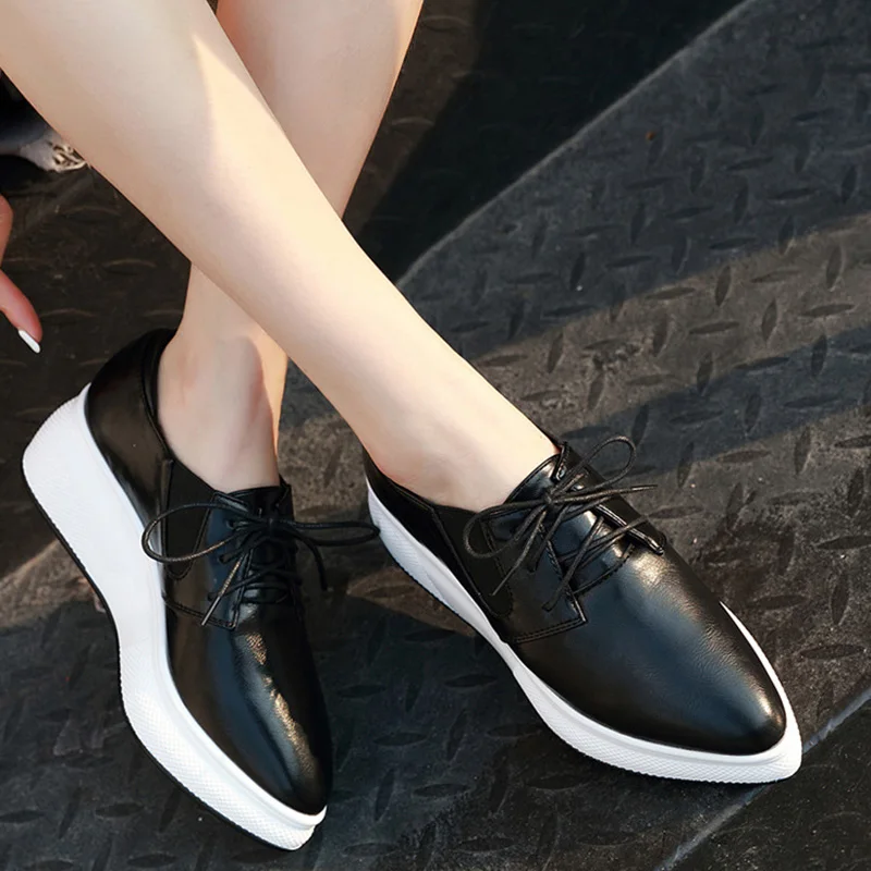 Новинка обувь из натуральной кожи женские кроссовки на плоской платформе