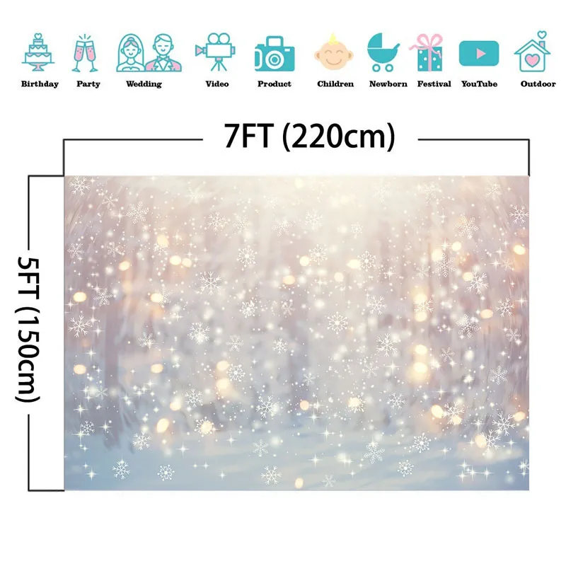 Mocsicka Winter Snowflake Wonderland Photography Backdrops Christmas Backdrop Boken Glitter Kids Backgrounds for Photo Studio |