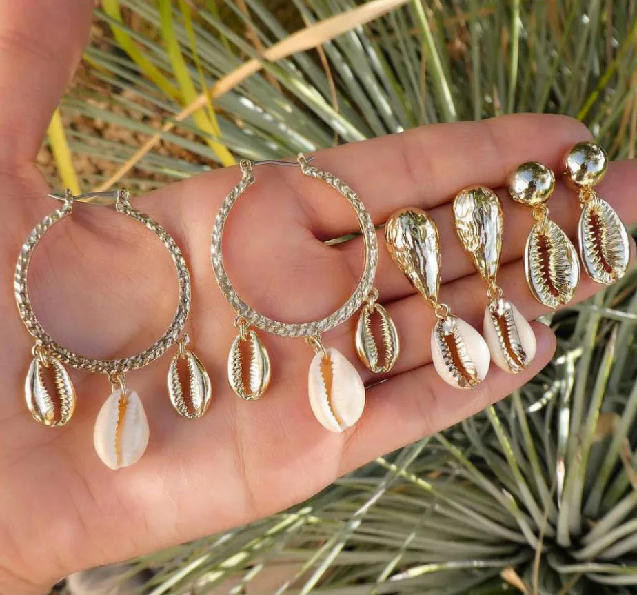 EYL005 gold Мода Brincos Морская раковина серьги в виде раковины для женщин золотой цвет подвеска и серьги-подвески женские богемные пляжные летние ювелирные изделия - Окраска металла: EYL005 gold
