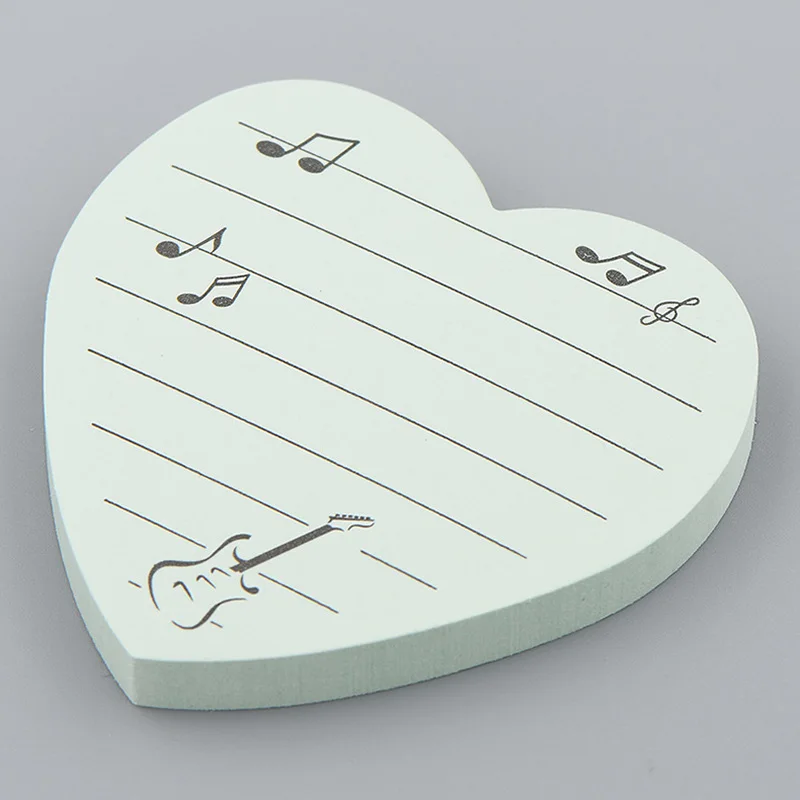 Heart-shaped Note Sticky Music Notes Stickers N Times Memo Pad Book Learning Piano Gift Stationery Notepad 1 Pack 80 Sheets | Канцтовары