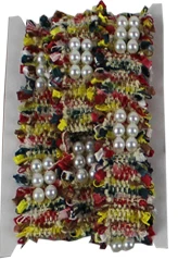 mixed 3 1 yard 3cm Tweed Webbing Pearl Beaded Trim Fabric Ribbon Sewing Handmade DIY Costume Dress Supplies Craft - Цвет: mixed 3