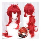 Genshin воздействие разбавитель косплей парик 60 см длинный красный конский хвост термостойкие волосы синтетические Аниме Косплей парики + парик Кепка