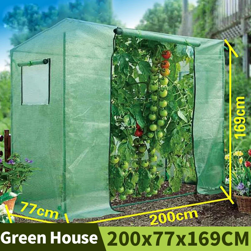 PE Garden Greenhouse Garden Shed Tomato Strawberry Green House Outdoor Corrosion-resistant Plant Cover For Home 200x77x169CM