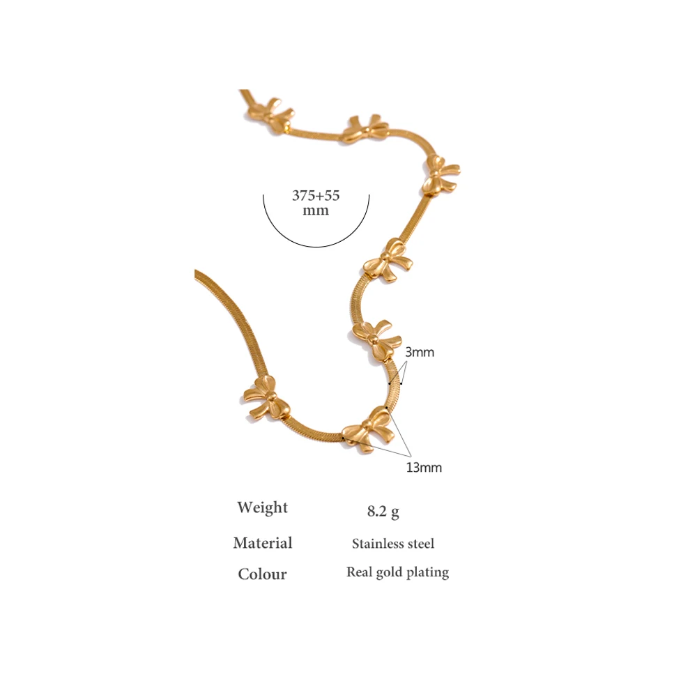 Цепочка Yhpup с бантом и змеей ожерелье из нержавеющей стали золотым покрытием 18 K PVD