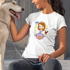 София мультфильм летние новые товары женские футболки Disney с коротким рукавом модные цветные удобные футболки с доставкой на открытом воздухе милые