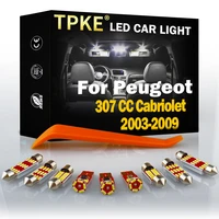 tpke 10pcs xenon white led full interior light kit for 2003 2008 2009 peugeot 307 cc cabriolet map dome trunk glove box light