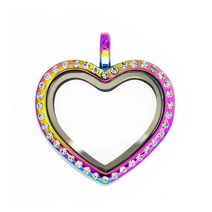 Радужный цветной магнитный стеклянный кулон из нержавеющей стали сияющий