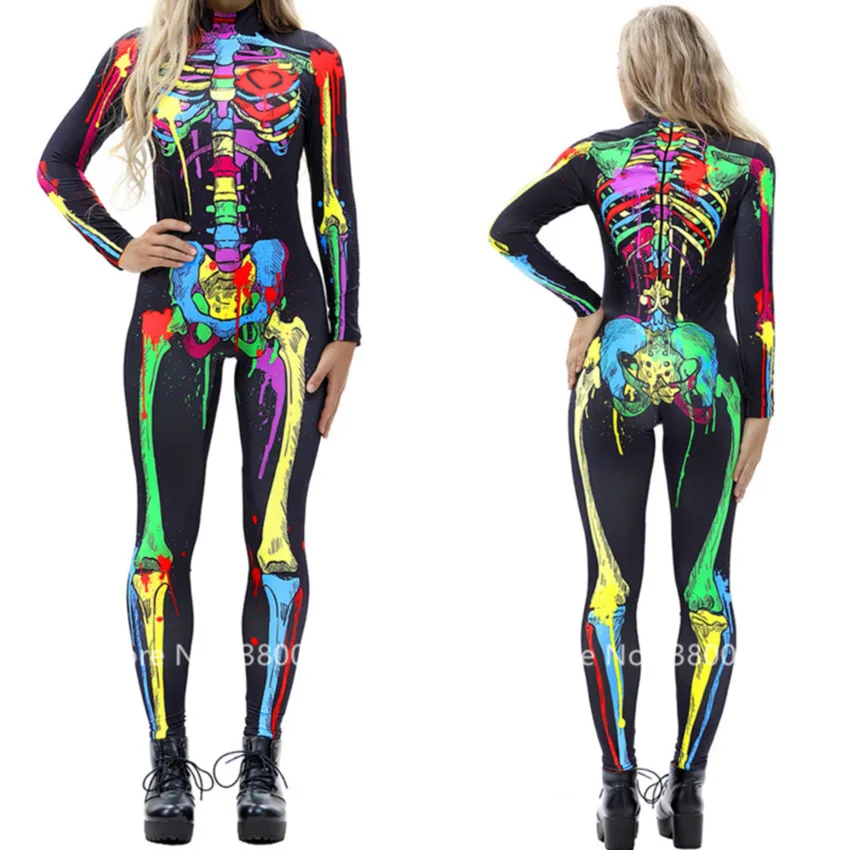 Женский карнавальный костюм День мертвых скелетов ведьмы на Хэллоуин вечерние